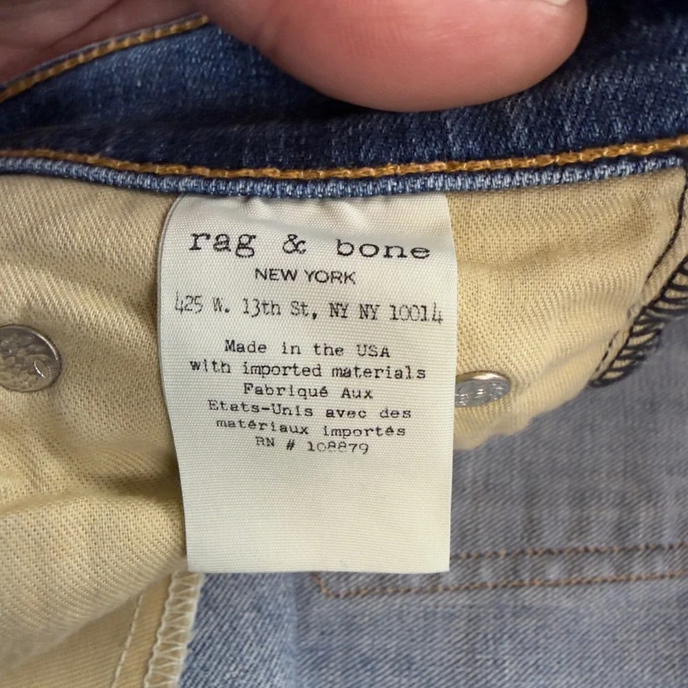 Rag & Bone Low Rise Ankle Skinny Distressed Blue Denim‎ Women's Size 28